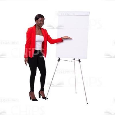 Smiling Cutout Businesswoman Focus On Flipchart With White Paper-0