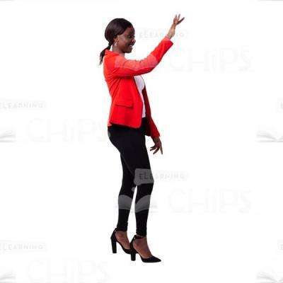 Half-Turned In Right Side Cutout Businesswoman With Hello Gesture-0