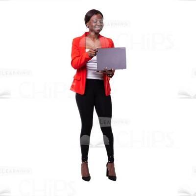 Excited Businesswoman Holding With Both Arms Laptop Image Cutout-0
