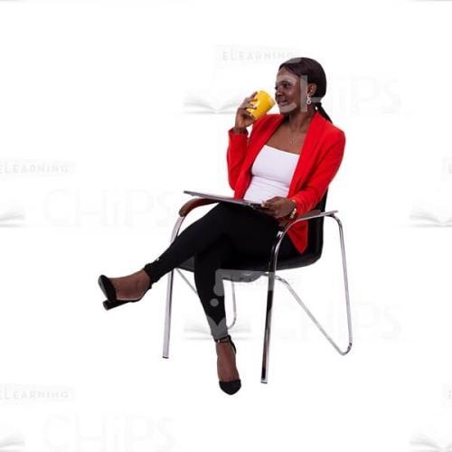 Business Woman Rest On Chair With Cup And Laptop Cutout Picture-0