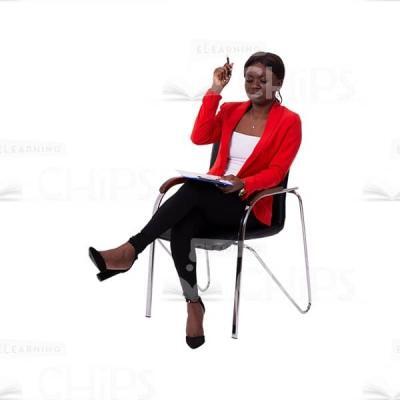Worried Cutout Business Woman Sitting On Chair And Holding Clipboard-0