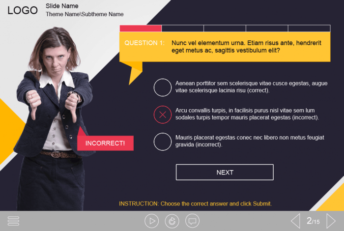 Cutout Businesswoman's Quiz — Captivate Template-58281