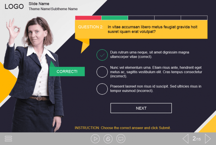 Cutout Businesswoman's Quiz — Captivate Template-58283