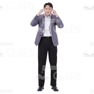 Emotional Cutout Man Pointing Fingers To Temple Gesture Thinking-0