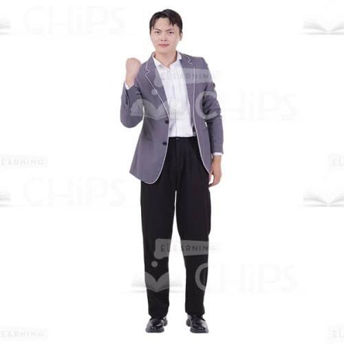 Delighted Businessman Doing Gesture Yes Right Arm Cutout Image-0