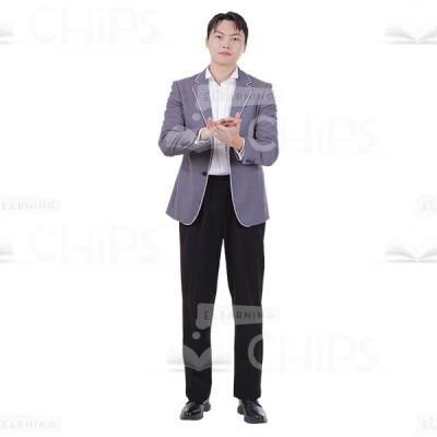 Elegant Asian Man Gesturing Clapping Hands Cutout Photo-0