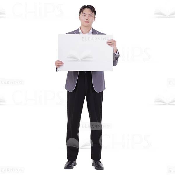 Calm Account Manager Man Holding Poster In Hands Cutout Picture-0