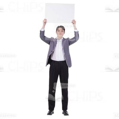 Concentrated Cutout Man Raised Arms With Poster Overhead-0