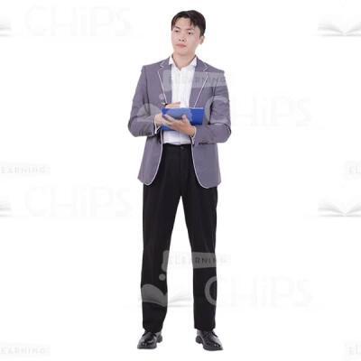 Focused Man Holding In Hands Clipboard With Pen Cutout Picture-0