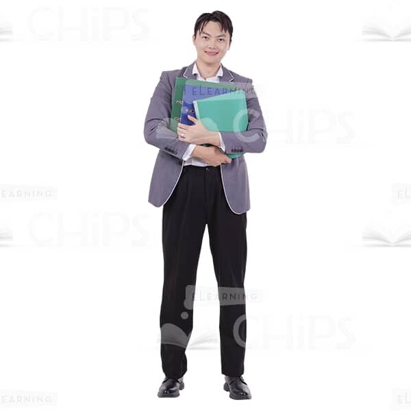 Good-Looking Cutout Man Standing With Folders In Crossed Arms-0