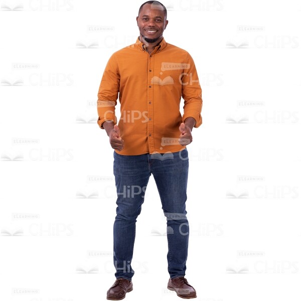 Satisfied African American Man Showing Thumbs Up Gesture Cutout Picture-0