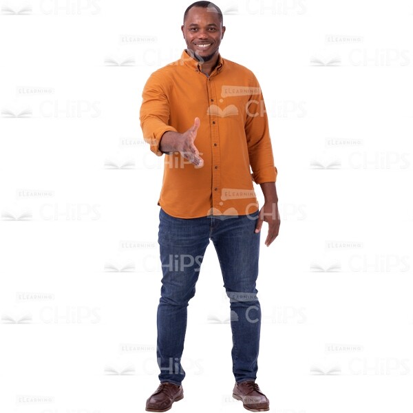Man With Wide Smile Meets And Offers Hand Cutout Photo-0