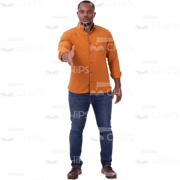Young Man With Handshake Gesture By Right Arm Cutout Image-0