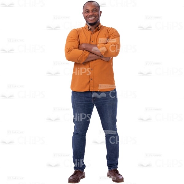 Satisfied American Man Stands With Crossed Hands Cutout Photo-0