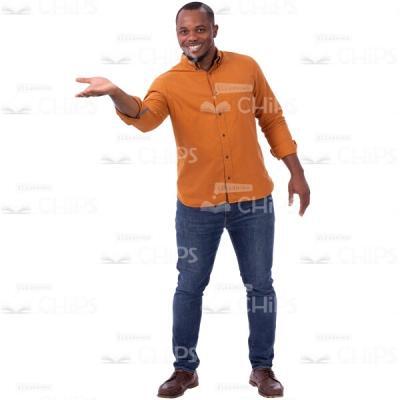 Positive Cutout Man With Wide Smile Uses Arm For Presentation-0