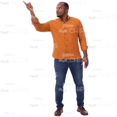 Cutout American Man Holds Arm Up And Points Looks On Right-0