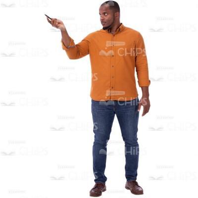 Worried American Cutout Man Holds Pen In Hand And Points To The Right-0