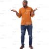 Confused Cutout Young Man Looked In Right With Raised Arms-0