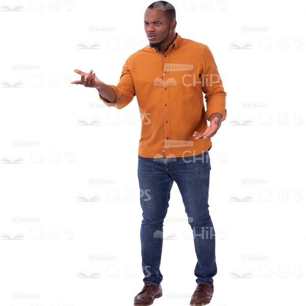 Concerned Man Looks Annoyed Spreads Arms Cutout Photo-0