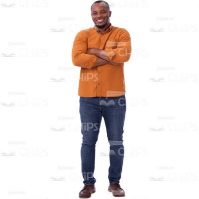Smiled Man Standing With Crossed Hands Cutout Picture-0