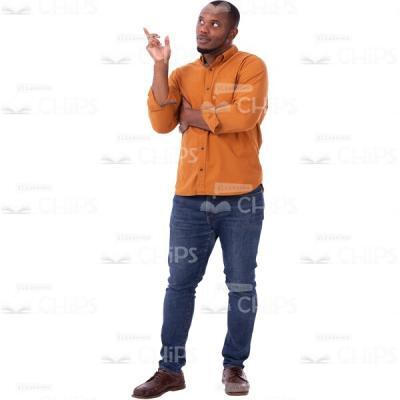 Puzzled Man Pointing At Right By Index Finger Picture Cutout-0