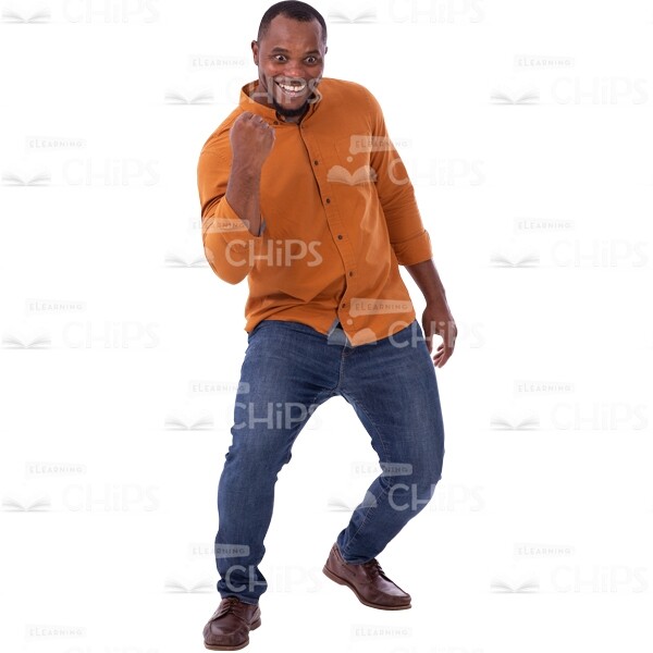 Strong Man Doing Yes Gesture Half Bent Knees Cutout Photo-0