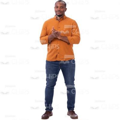 Positive African American Man Applauds Cutout Photo-0