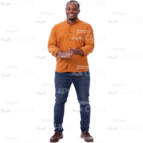 Satisfied Cutout Man In Casual Style Shows Approved By Hands-0