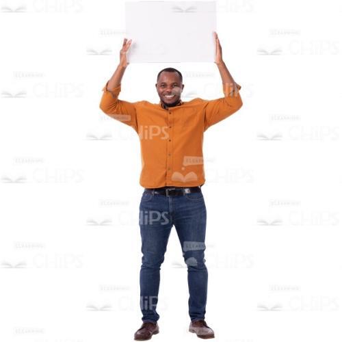 Attractive Cutout Male Throwing Hands Up With Horizontal Poster-0