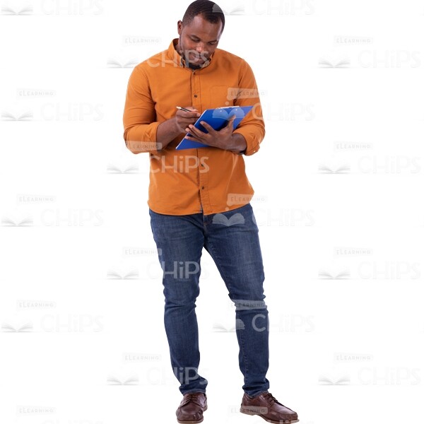 Young Man Makes Records By Pen In Blue Clipboard Cutout Picture-0