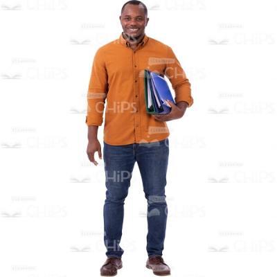 Positive Cutout Strong Man Standing With Documents In Left Arm-0