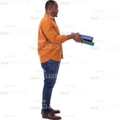 Right Profile Man Keeping In Hands Stack Of Papers Cutout Photo-0