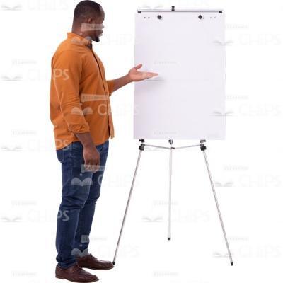 Educated Cutout Man Presenting Something On Flipchart By Left Arm-0
