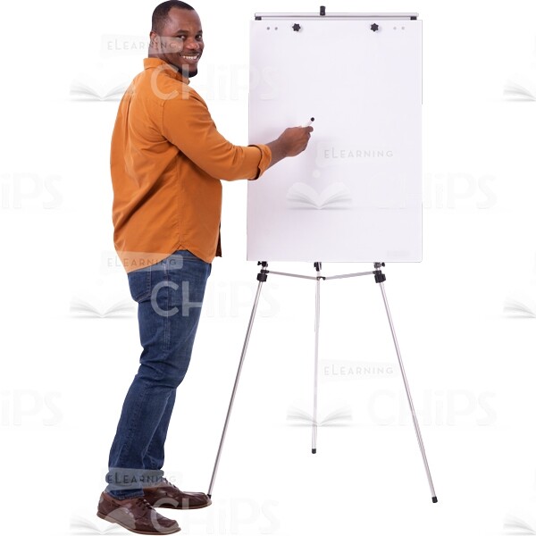 Half-Turned Smiled Man Writing On Flipchart Cutout Picture-0