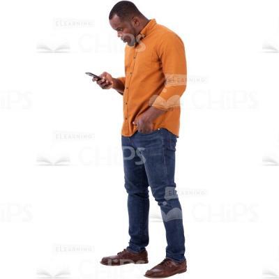 Strong Cutout Man In Casual Style Focused On Smartphone Side View-0