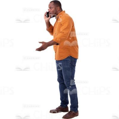 Left Profile Man Emotional Talking On Smartphone Cutout Image-0