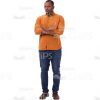 Puzzled Man With Crossed Arms Showing Stop Sign Picture Cutout-0