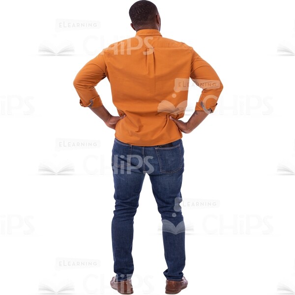 Confident Pose Male Back View Hands On Waist Photo Cutout-0
