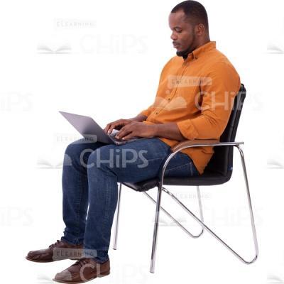 American Cutout Man Focused On Keyboard For Typing On Laptop-0
