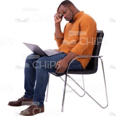Thoughtful Cutout Man Sitting With Notebook Supports Head By Hand-0