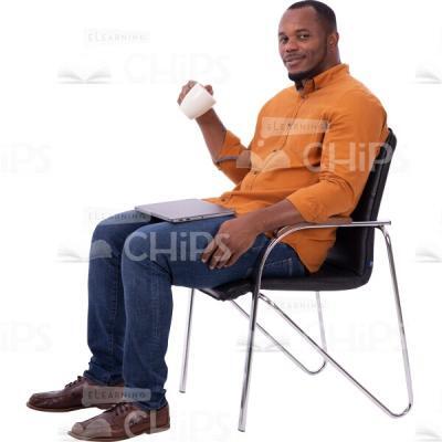 Enjoying The Rest Cutout Man Sitting On Chair With Cup And Laptop-0