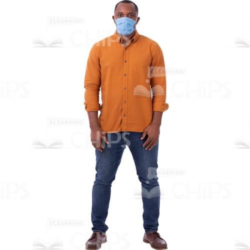American Man Wears Blue Mask Looks To The Camera Cutout Photo-0