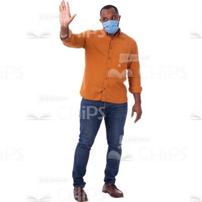 Young Man In Medical Mask Greets From A Distance Image Cutout-0