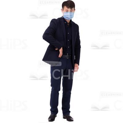 Businessman With Mask Greeting By Right Elbow Cutout Photo-0