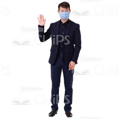 Cutout Man With Gesture Hello Mask Covers The Face And Nose-0