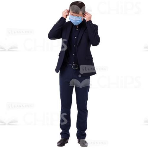 Asian Cutout Man With Closed Eyes Puts On Mask Or Takes Off-0