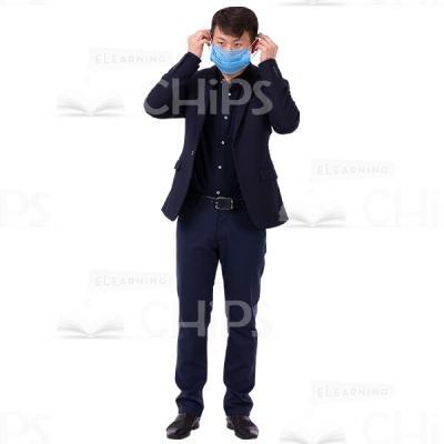 Young Cutout Man Puts On Mask Hands Behind His Ears-0