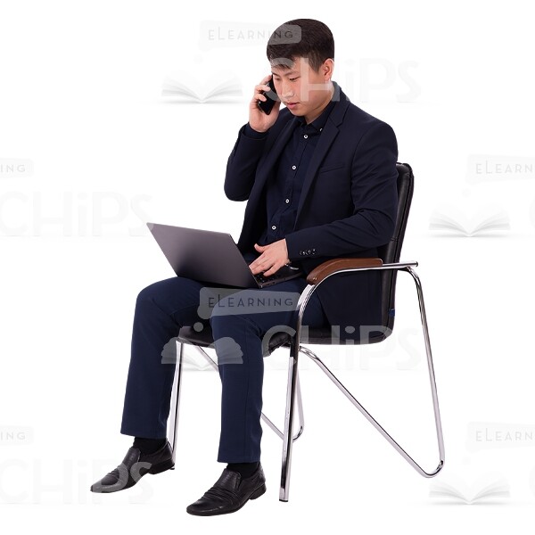 Quarter-Turned Man With Open Notebook On Knees Photo Cutout-0