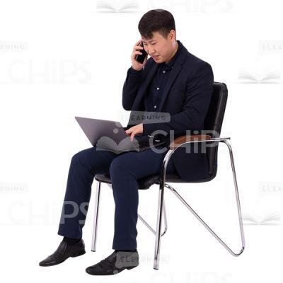 Positive Cutout Businessman On Chair Making Conversation By Phone-0