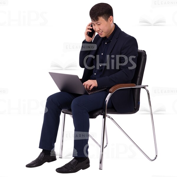 Glad Business Man Watching Something In Laptop Cutout Image-0